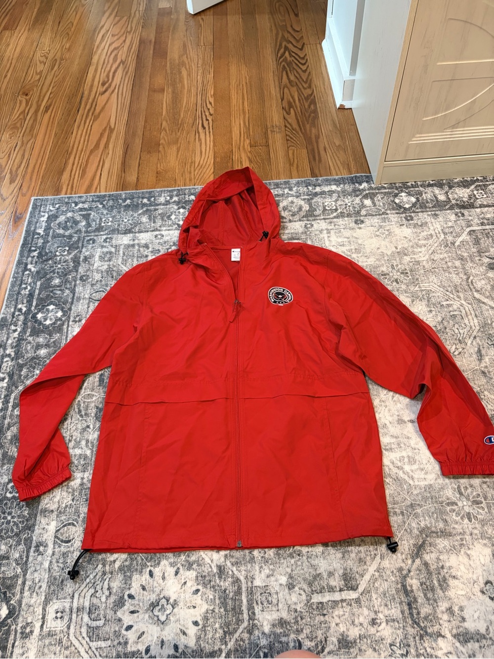 Champion Red Hooded Rain-wind Jacket - Washington capitals hockey